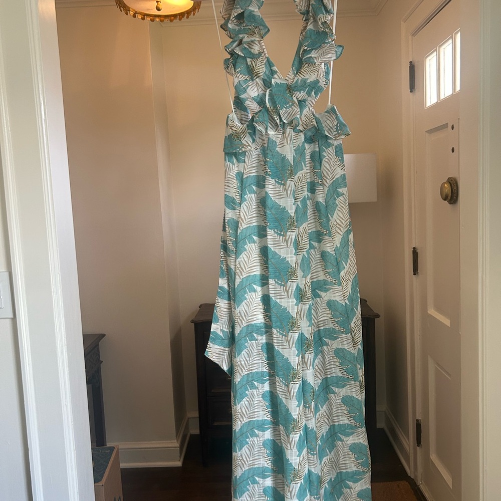 Luxxel Teal and White Patterned Dress